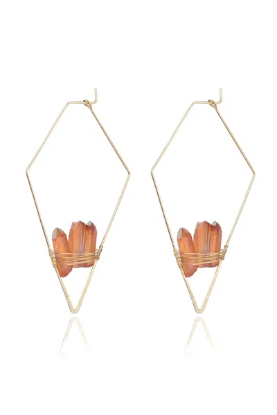 Shop Eye Candy La Kite Quartz Earrings - Blush In Gold