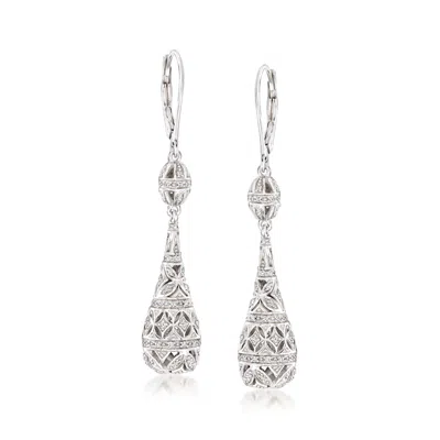 Ross-simons Diamond Teardrop Earrings In Sterling Silver In White