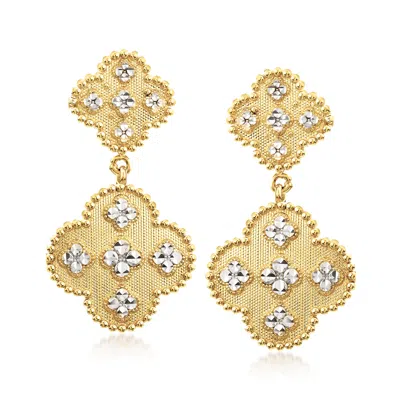 Ross-simons 14kt 2-tone Gold Clover Drop Earrings In Multi