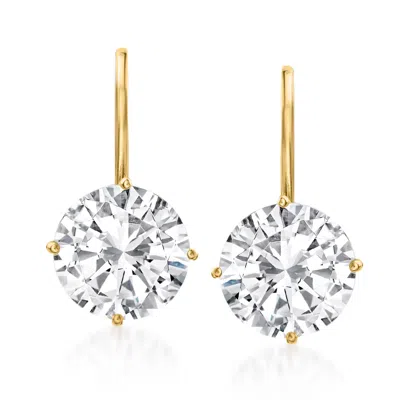 Ross-simons Cz Drop Earrings In 14kt Yellow Gold In White