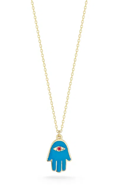 Ember Fine Jewelry 14k Gold & Ruby Hamsa Necklace In Multi