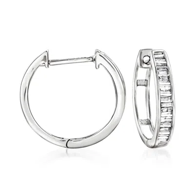 Ross-simons Diamond Huggie Hoop Earrings In 14kt White Gold In White