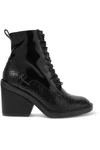 ROBERT CLERGERIE Bono snake-effect and patent-leather ankle boots