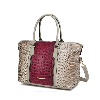 Mkf Collection By Mia K Raven Faux Crocodile-embossed Vegan Leather Women's Weekender Handbag In Grey