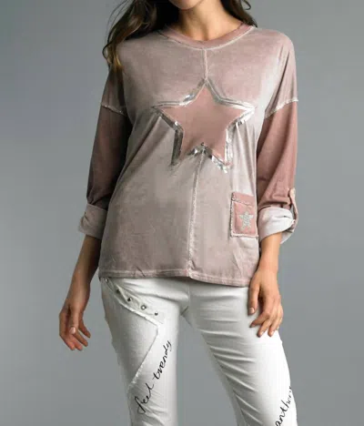 Tempo Paris Suede Star Tunic Top In Mauve In Silver
