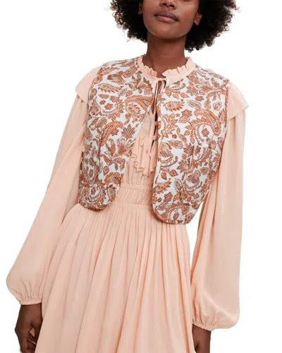Maje Linen-blend Suit Blazer In Orange