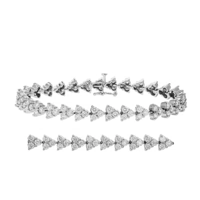 Vir Jewels 5 Cttw Diamond 3 Stone Cluster Bracelet 14k White Gold Round Prong Set 7 Inch In White