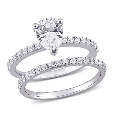 Mimi & Max 2 1/2 Ct Tgw Pear Cut Created White Sapphire Engagement Ring And Matching Eternity Ring 2pc Set In 1 In White