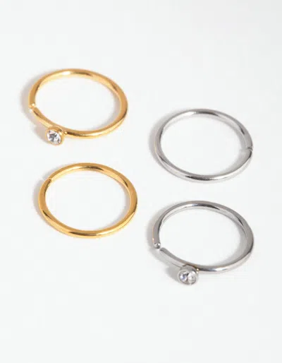 Lovisa Mixed Metal Surgical Steel Diamante Top 4-pack Nose Rings In Multi