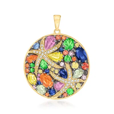 Ross-simons Multi-gemstone Starfish Pendant With . Diamonds In 14kt Yellow Gold In Multi
