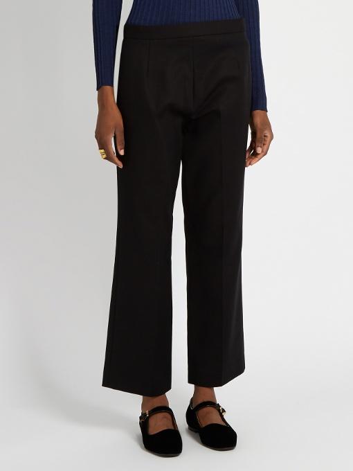 The Row Seloc Cropped Stretch-cotton Trousers In Black | ModeSens