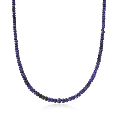 Ross-simons Sapphire Bead Necklace With Sterling Silver In Multi