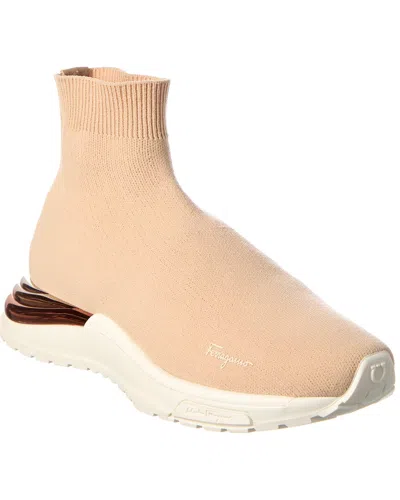 Ferragamo Metallic Heel-counter Sneakers In Brown