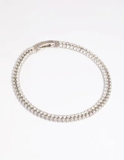 Lovisa Rhodium Cubic Zirconia Layered Bracelet In Multi