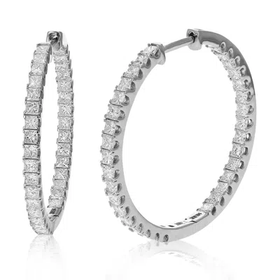 Vir Jewels 3 Cttw Princess Cut Diamond Inside Out Hoop Earrings 14k White Gold Prong 1 Inch In White
