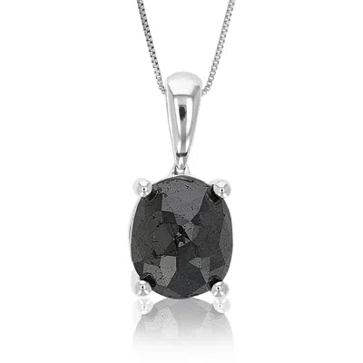 Vir Jewels 3.50 Cttw Oval Shape Black Diamond Pendant Necklace Sterling Silver With Chain In Silver