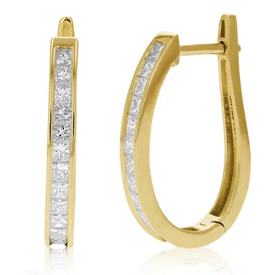 Vir Jewels 1.50 Cttw Princess Cut Diamond Hoop Earrings 14k Yellow Gold Channel Set 1 Inch In Yellow