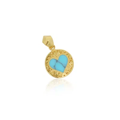 The Lovery Marbled Turquoise Lace Heart Charm 13mm In Blue