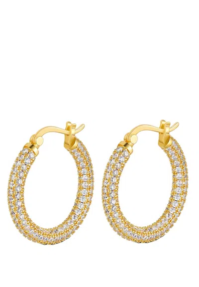 Liv Oliver 18k Gold Embellished Hinged Hoop Earrings