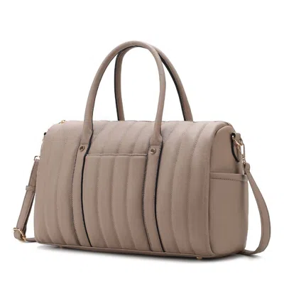 Mkf Collection By Mia K Luana Quilted Vegan Leather Women's Duffle Bag In Beige