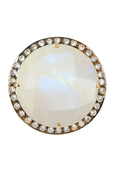 Liv Oliver 18k Gold Moonstone & Cz Statement Ring In Gold