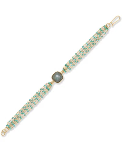Liv Oliver 18k Gold Multi Turquoise & Labradorite Multi Gemstone Bracelet In Gold