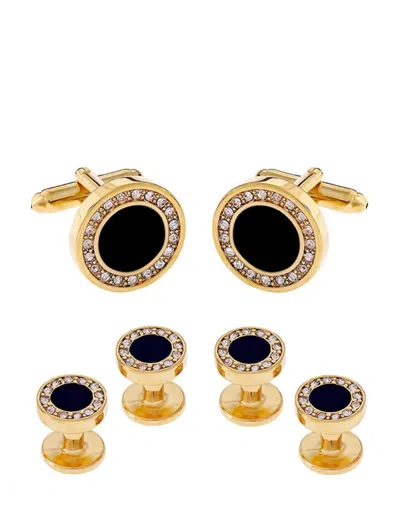 Stephen Oliver 18k Gold Black Tie Formal Cufflink Set In Silver