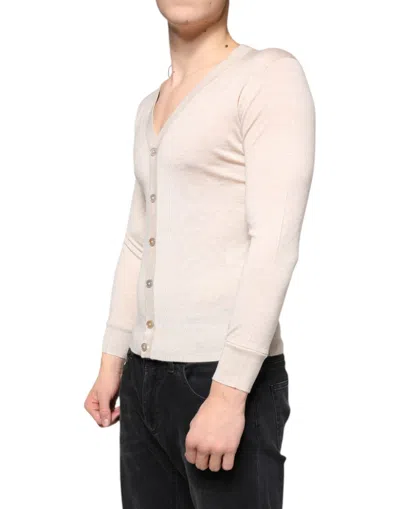 Dolce & Gabbana Beige Cashmere Button Down Cardigan Sweater In Beige