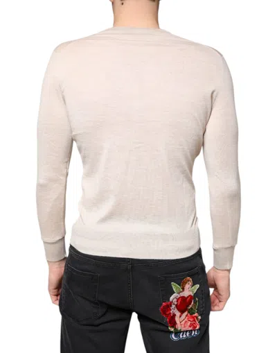 Dolce & Gabbana Beige Cashmere Button Down Cardigan Sweater In Beige