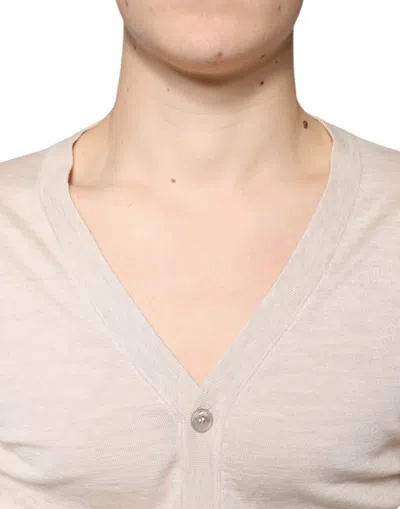 Dolce & Gabbana Beige Cashmere Button Down Cardigan Sweater In Beige