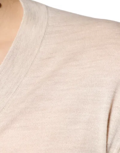 Dolce & Gabbana Beige Cashmere Button Down Cardigan Sweater In Beige