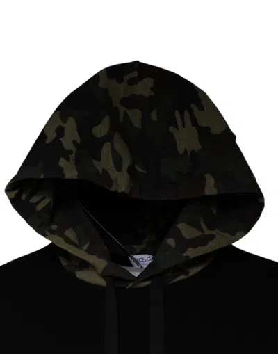 Dolce & Gabbana Black Camouflage Hooded Sweatshirt Sweater In Black