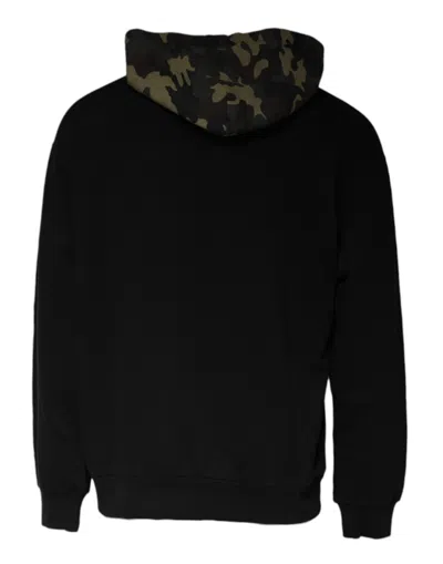 Dolce & Gabbana Black Camouflage Hooded Sweatshirt Sweater In Black
