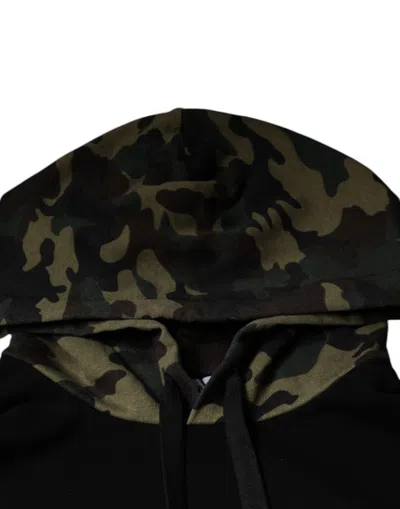 Dolce & Gabbana Black Camouflage Hooded Sweatshirt Sweater In Black