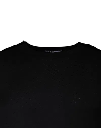 Dolce & Gabbana Black Long Sleeve Crew Neck Pullover Sweater In Black