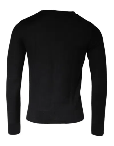 Dolce & Gabbana Black Long Sleeve Crew Neck Pullover Sweater In Black