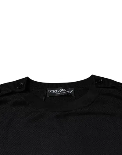 Dolce & Gabbana Black Long Sleeve Crew Neck Pullover Sweater In Black