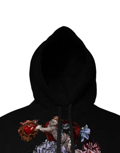 Dolce & Gabbana Black Paradiso Hooded Men Sweatshirt Sweater In Black