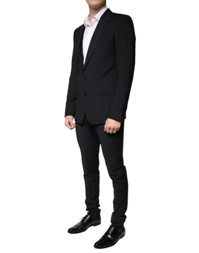 Dolce & Gabbana Black Stripe Single Breasted Formal Men's Suit In Black