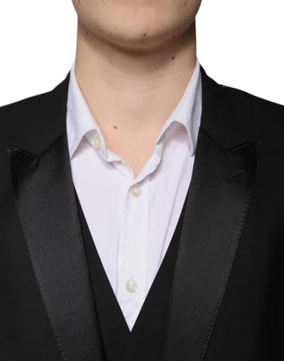 Dolce & Gabbana Dark Blue Cotton Men Jacket Coat Blazer Suit In Black