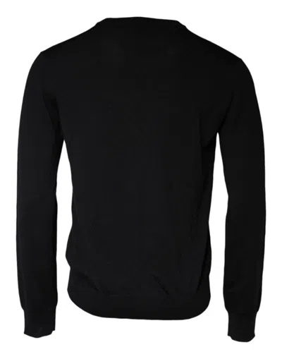 Dolce & Gabbana Black Wool Knit Crew Neck Pullover Sweater In Black