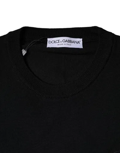 Dolce & Gabbana Black Wool Knit Crew Neck Pullover Sweater In Black