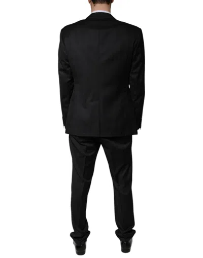 Dolce & Gabbana Martini Stretch Wool Slim Fit Suit With Flap Pockets In Black