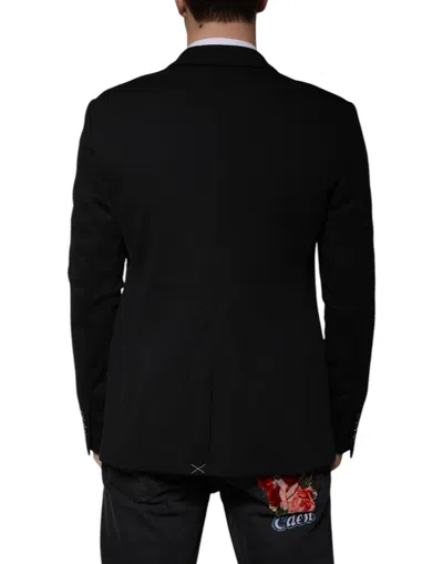 Dolce & Gabbana Dark Blue Taormina Cotton Blazer Suit Jacket In Black