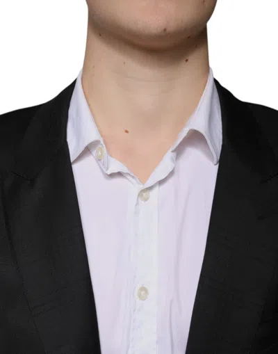 Dolce & Gabbana Martini Stretch Wool Slim Fit Suit With Flap Pockets In Black