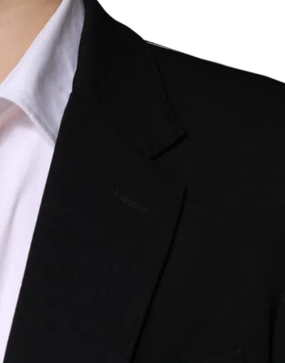 Dolce & Gabbana Dark Blue Taormina Cotton Blazer Suit Jacket In Black