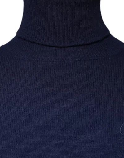 Dolce & Gabbana Wool Knit Turtleneck Pullover Men's Sweater In Blue