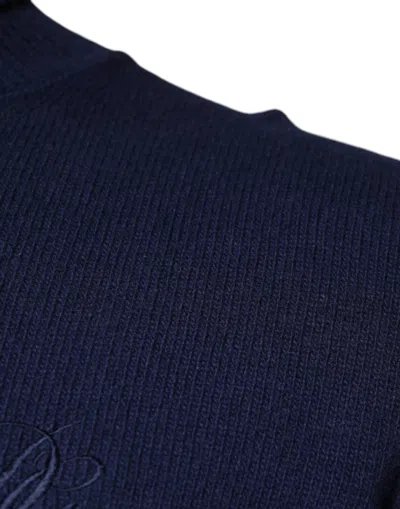 Dolce & Gabbana Wool Knit Turtleneck Pullover Men's Sweater In Blue