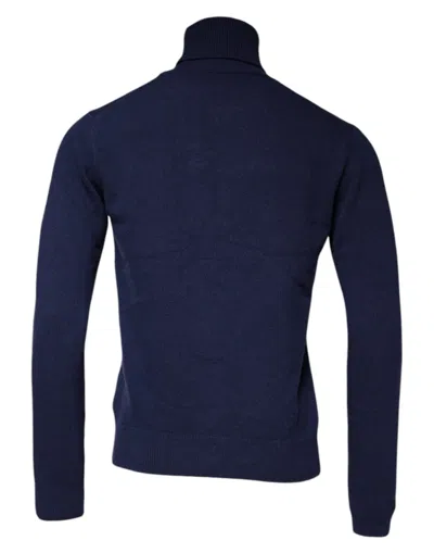 Dolce & Gabbana Wool Knit Turtleneck Pullover Men's Sweater In Blue