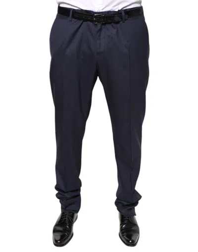 Dolce & Gabbana Blue Wool Skinny Formal Dress Men's Pants In Blue